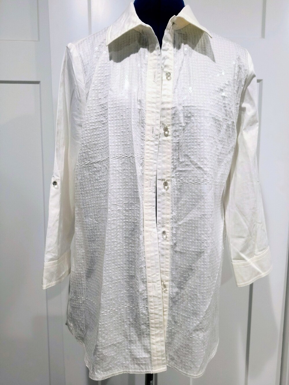 berek Off White Sequin Dress Shirt